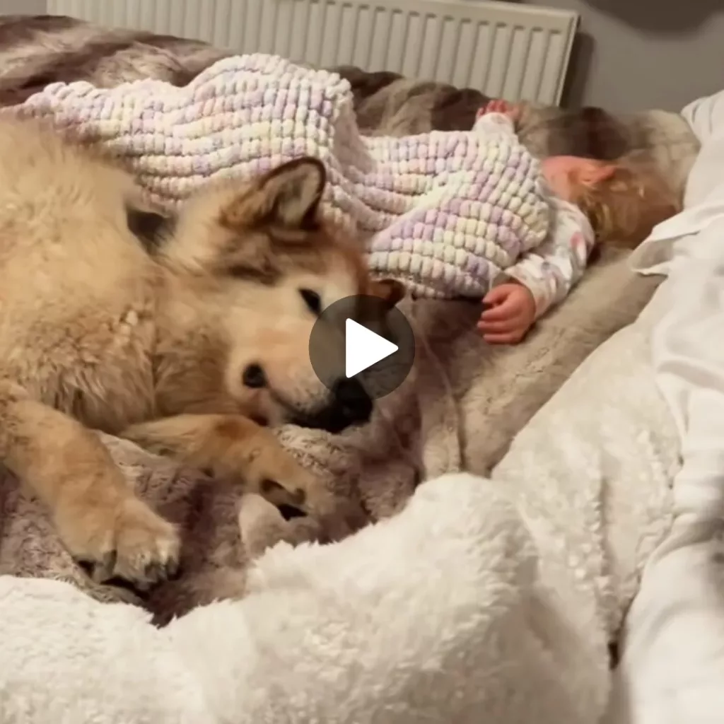 “Unwavering Love and Protection: Giant Dogs Stand Guard to Comfort Sleeping Baby”